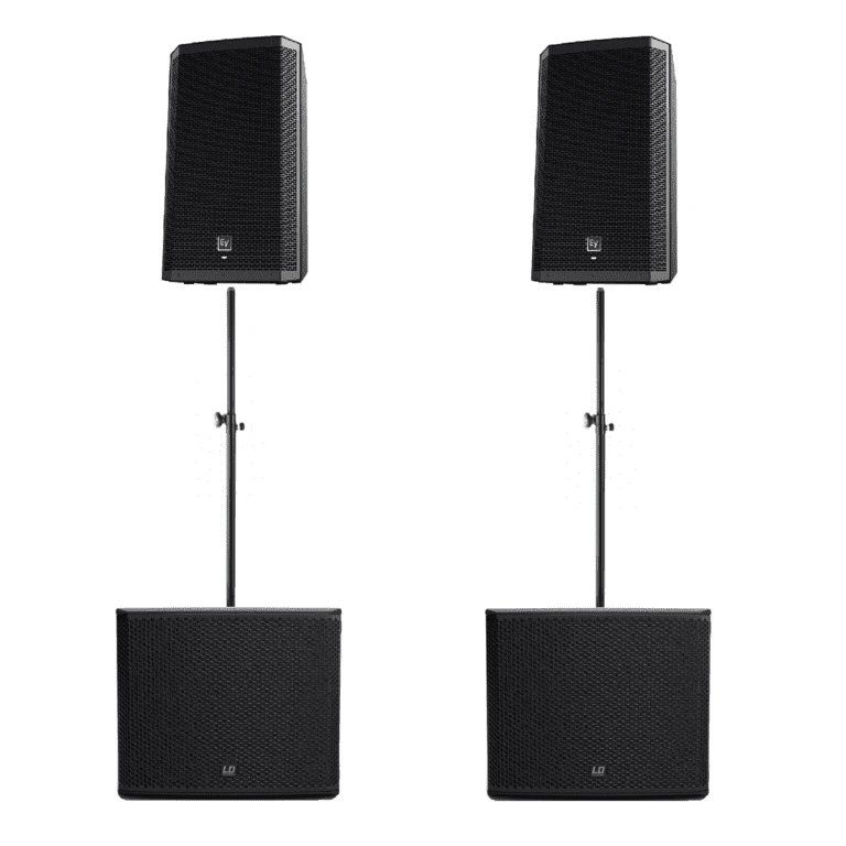 Muziek set t/m 150 pers (2x top, 2x sub EKX)